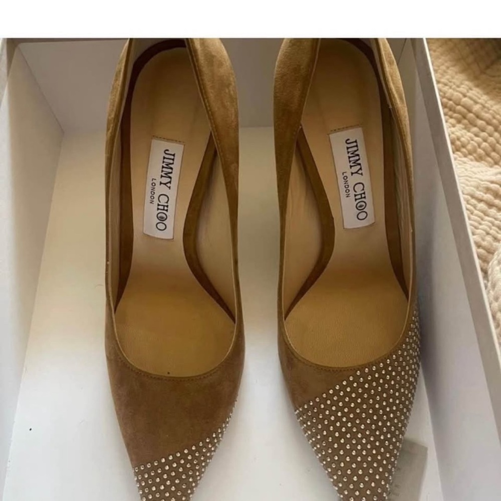 Jimmy Choo Tan Studded Heels